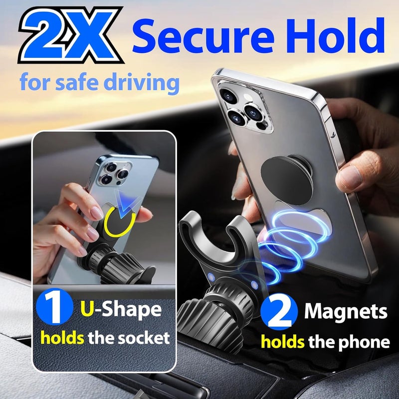 MCCHJoy Dash and Vent Car Mount for PopSockets, 2-in-1 Dashboard Adhesive and AC Vent Hook Installation, Adjustable and Secure, Socket Car Phone Holder - Image 4